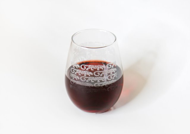 Etched Stemless Wine Glass: Designed by Pae White - Created for our 2020 Gala + Auction