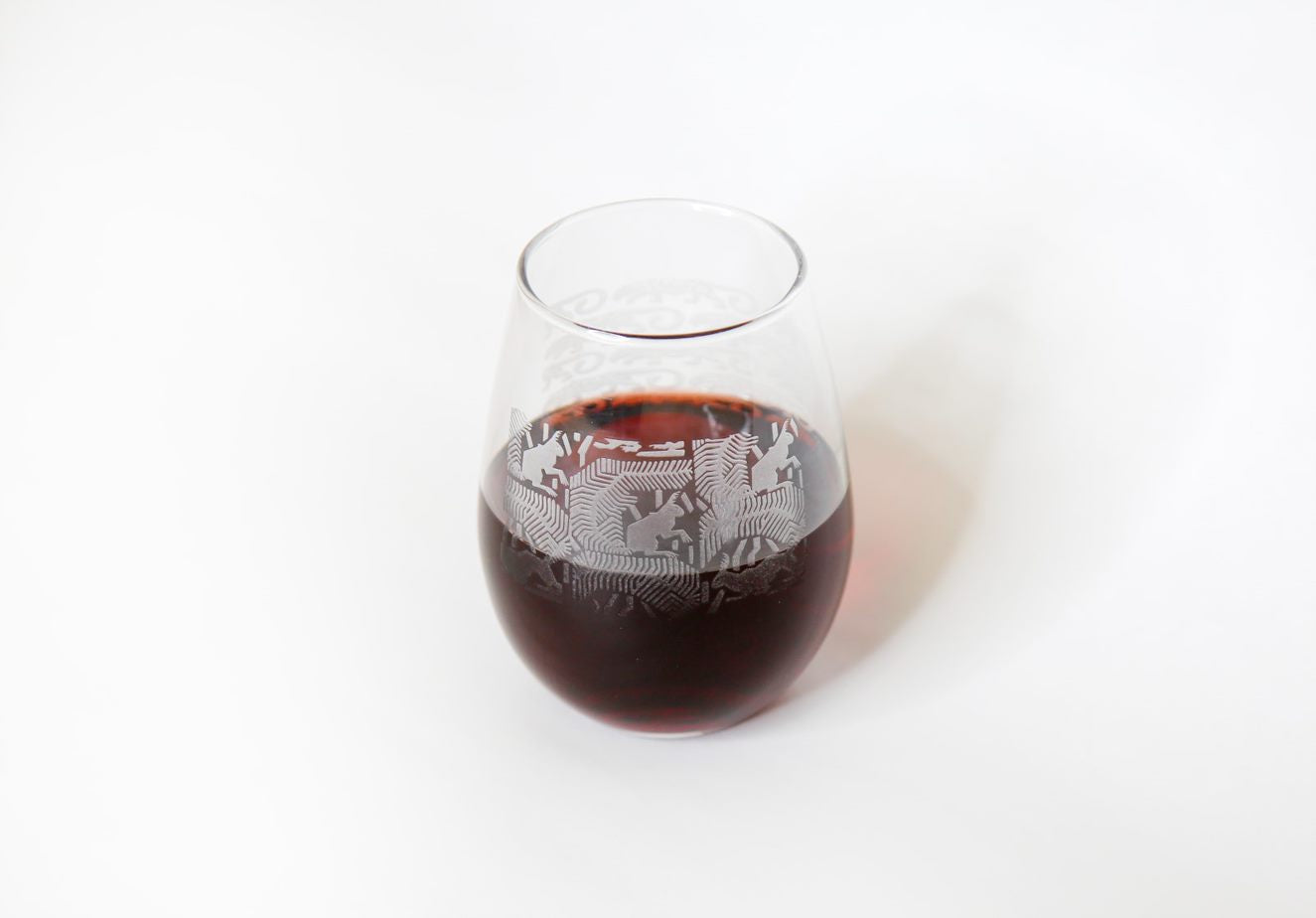 Etched Stemless Wine Glass: Designed by Pae White - Created for our 2020 Gala + Auction