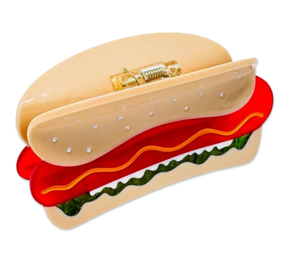 Large Hot Dog Hair Clip With All The Fixins