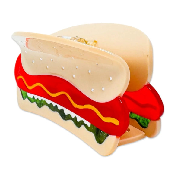 Large Hot Dog Hair Clip With All The Fixins