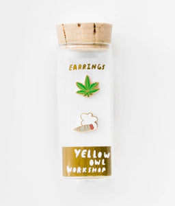 Yellow Owl Weed Earrings
