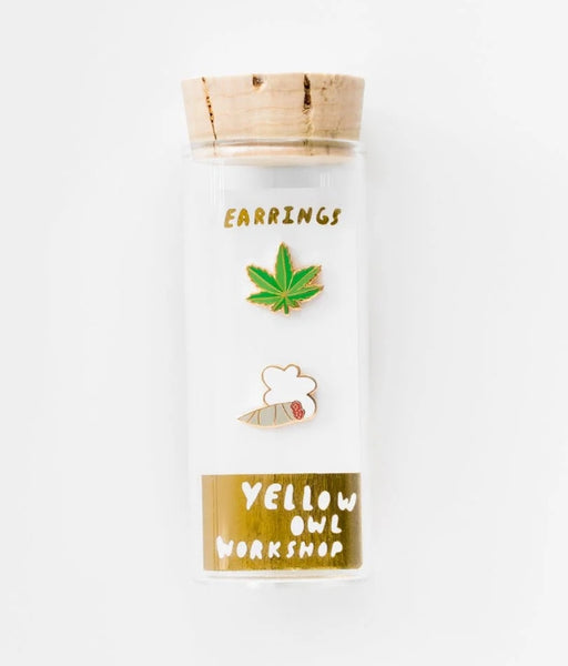 Yellow Owl Weed Earrings