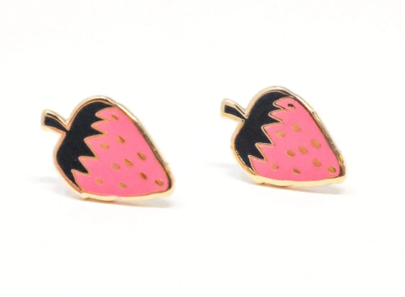 Strawberry Enamel Earrings