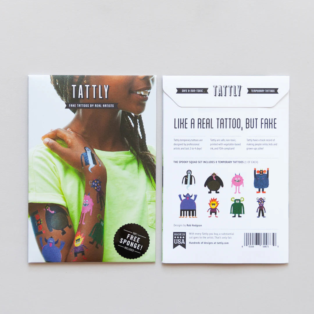 Tattly Spooky Squad Temporary Tattoo Set By Rob Hodgson