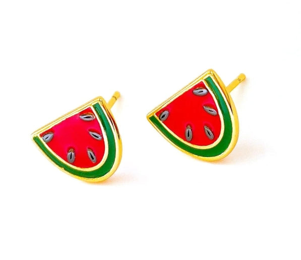 Watermelon Enamel Earrings