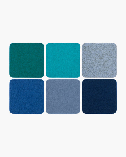 NEW! Graf & Lantz Merino Wool Felt Bierfilzl Square Coaster Multi 6 Pack in Ocean