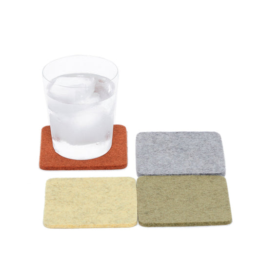 NEW! Graf & Lantz Merino Wool Felt Bierfilzl Square Coaster Multi 4 Pack in Ikebana
