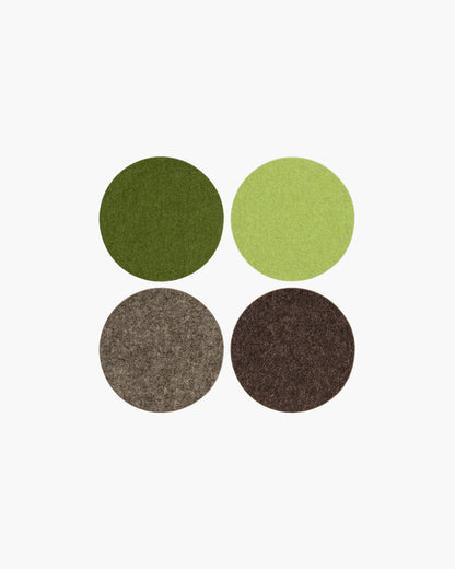 Graf & Lantz Bierfilzl Merino Wool Felt Round Coaster Solid 4 Pack in Forest