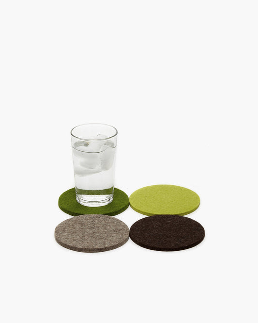 Graf & Lantz Bierfilzl Merino Wool Felt Round Coaster Solid 4 Pack in Forest