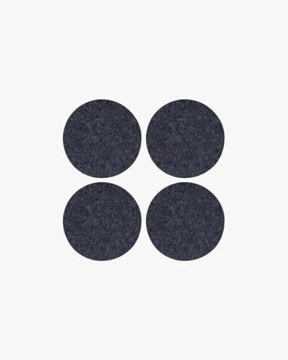 NEW! Graf & Lantz Bierfilzl Merino Wool Felt Round Coaster Solid 4 Pack in Charcoal
