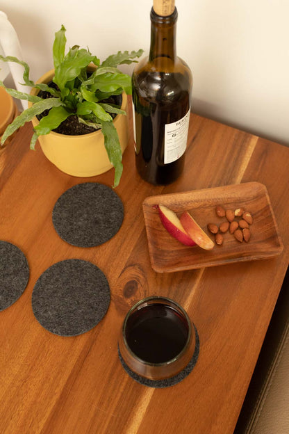 NEW! Graf & Lantz Bierfilzl Merino Wool Felt Round Coaster Solid 4 Pack in Charcoal
