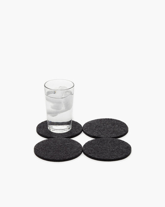 NEW! Graf & Lantz Bierfilzl Merino Wool Felt Round Coaster Solid 4 Pack in Charcoal