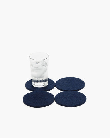 Graf & Lantz Bierfilzl Merino Wool Felt Round Coaster Solid 4 Pack in Marine