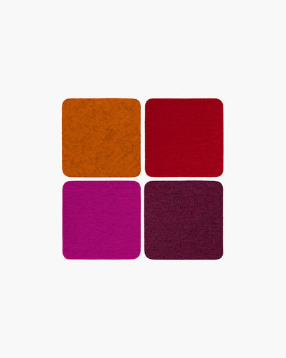 NEW! Graf & Lantz Merino Wool Felt Bierfilzl Square Coaster Multi 4 Pack in Bordeaux