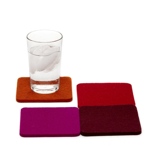 NEW! Graf & Lantz Merino Wool Felt Bierfilzl Square Coaster Multi 4 Pack in Bordeaux