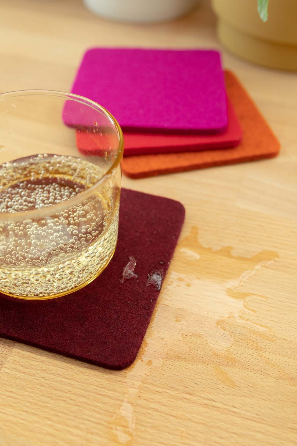 NEW! Graf & Lantz Merino Wool Felt Bierfilzl Square Coaster Multi 4 Pack in Bordeaux