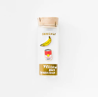 Yellow Owl Workshop Pop Art Banana & Soup Earrings