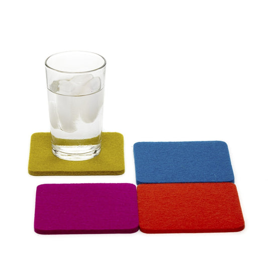NEW! Graf & Lantz Merino Wool Felt Bierfilzl Square Coaster Multi 4 Pack in Electic
